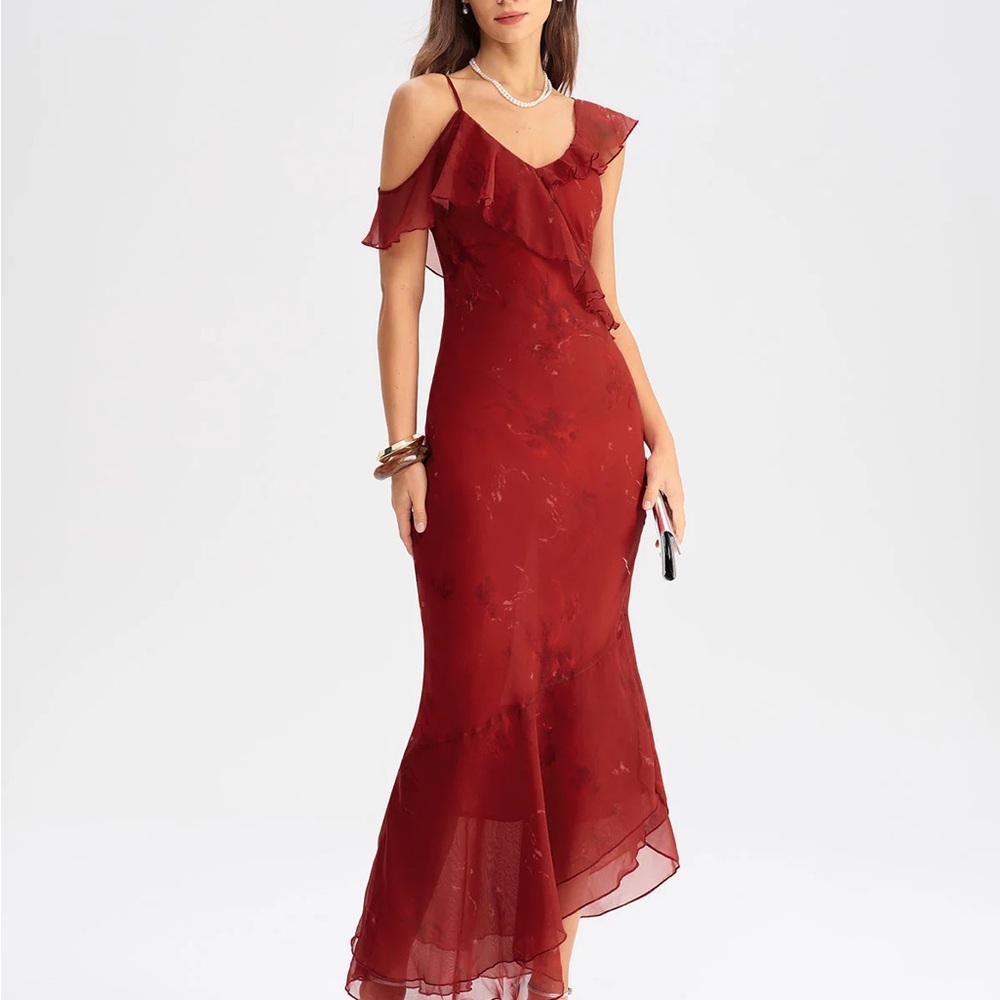 Red Tie Dye Mermaid Slip Maxi Dress
